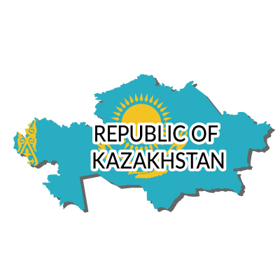 カザフスタン共和国無料フリーイラスト｜英語・国旗付
